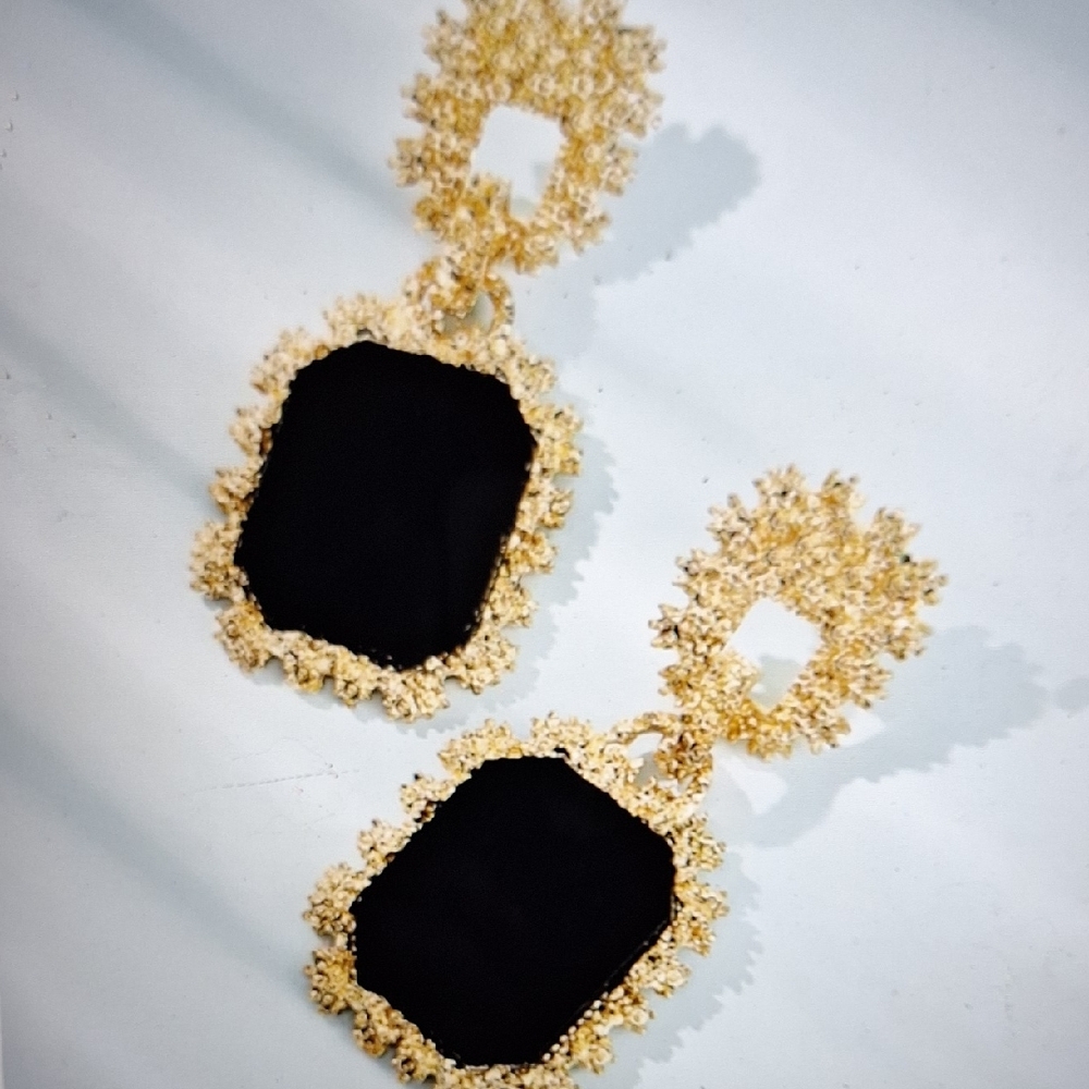 Elegant Black and Gold Earrings